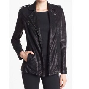 MURAL Black Sequin Moto Jacket Size S